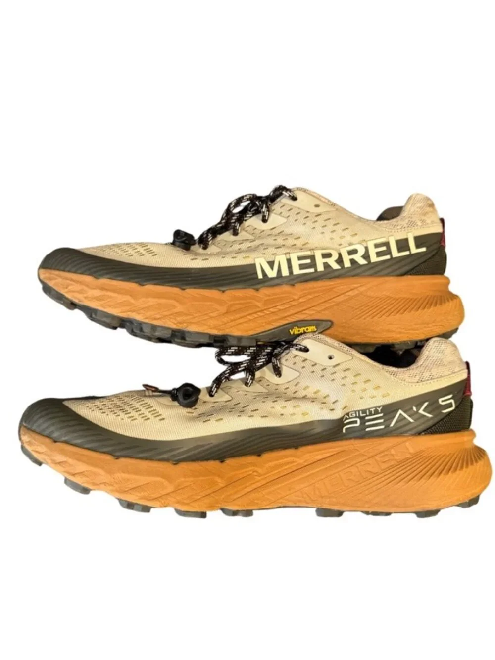Merrell Agility Peak 5 Trail Shoes Men’s 12 Oyster Olive Vibram Megagrip EUC